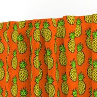 Tropical Pineapples on Orange