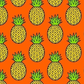 Tropical Pineapples on Orange