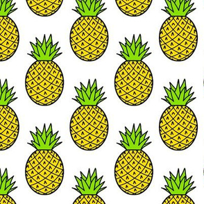 Tropical Pineapples on White