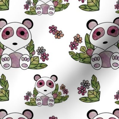 Panda watercolor pattern