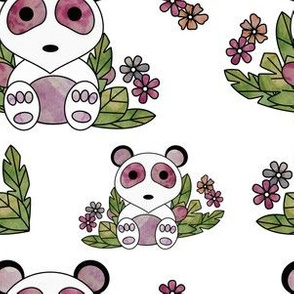 Panda watercolor pattern