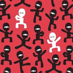 ninja - black and white on red