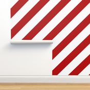 Diagonal red and white stripes.