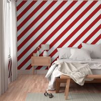 Diagonal red and white stripes.