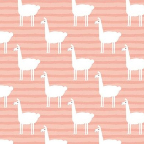 llamas on stripes - salmon peach