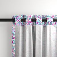 Tribal Summer / Pink Turquoise on White Background / Large Scale