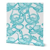 Cephalopod - Octopi Turquoise & White