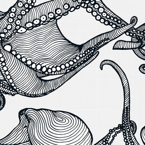 Cephalopod - Giant Octopi Black & White