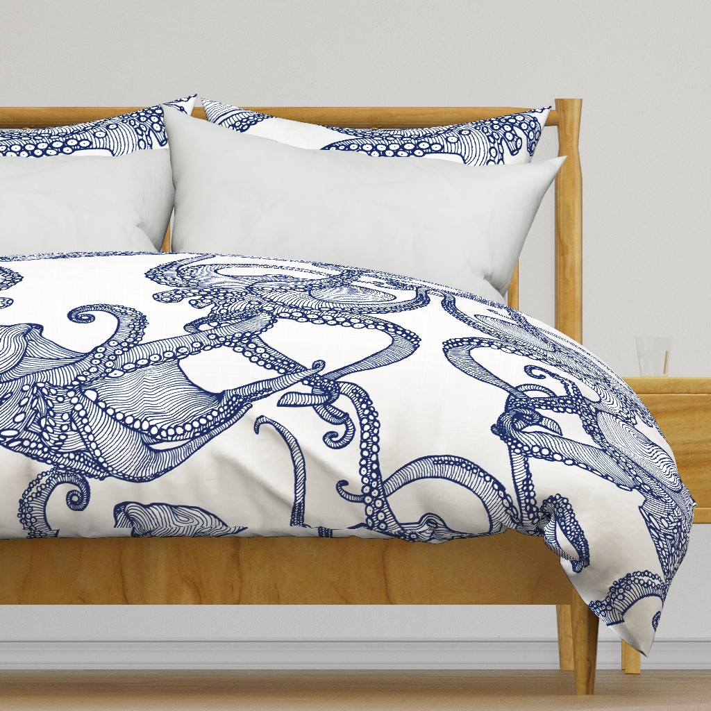 Cephalopod - Giant Octopi Navy & White