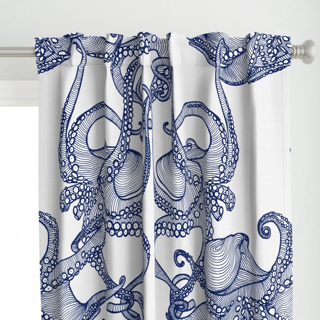 Cephalopod - Giant Octopi Navy & White