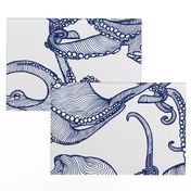 Cephalopod - Giant Octopi Navy & White