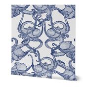 Cephalopod - Giant Octopi Navy & White