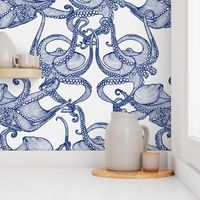 Cephalopod - Giant Octopi Navy & White