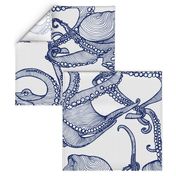 Cephalopod - Giant Octopi Navy & White