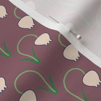 Tulips Beige on Mauve Upholstery Fabric