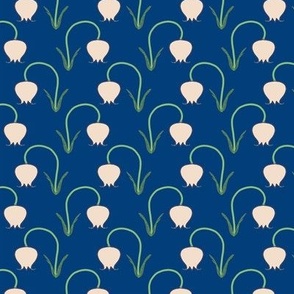 Tulips Beige on Blue Upholstery Fabric