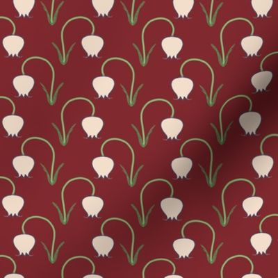 Tulips Brick Red Upholstery Fabric