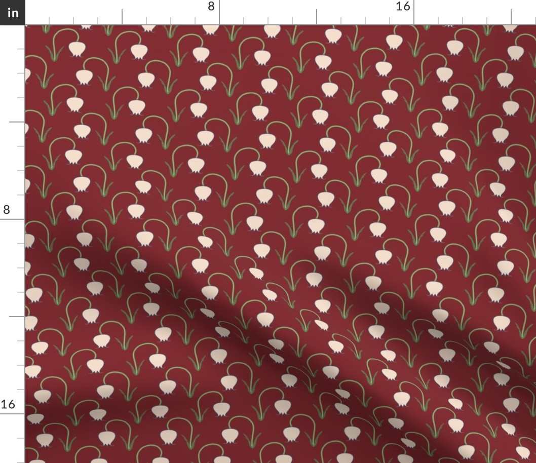 Tulips Brick Red Upholstery Fabric