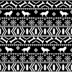 Border Collie fair isle christmas sweater cute dog fabric black and white