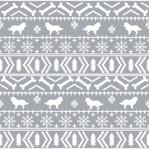 Border Collie fair isle christmas sweater cute dog fabric grey