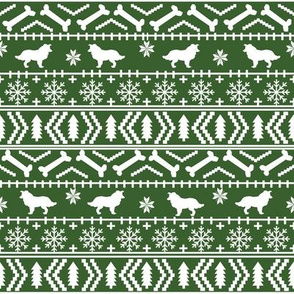 Border Collie fair isle christmas sweater cute dog fabric green