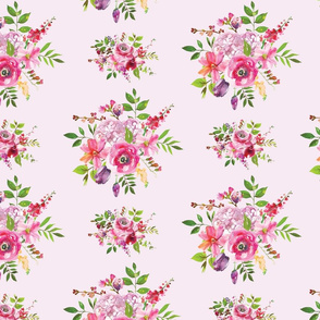 Watercolour Pink Peach Floral Baby Pink