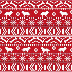 Border Collie fair isle christmas sweater cute dog fabric red