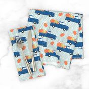 6" Fun At The Pumpkin Patch - Muted Blue Stripes