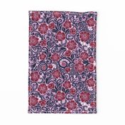 Floral Burgundy Navy Orchid White