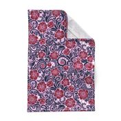 Floral Burgundy Navy Orchid White