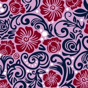 Floral Burgundy Navy Orchid White