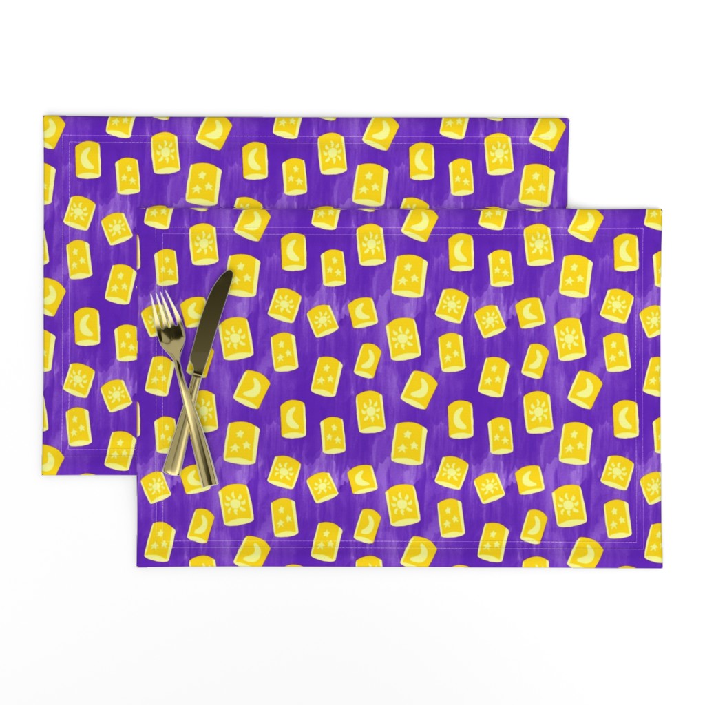 Yellow Lanterns on Purple Background