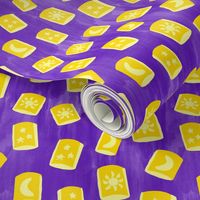 Yellow Lanterns on Purple Background