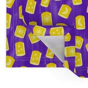 Yellow Lanterns on Purple Background