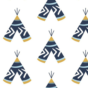 7" Gold Blue White Teepee / More Space