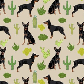 Miniature Doberman Pinscher cactus southwest desert fabric dog breed tan