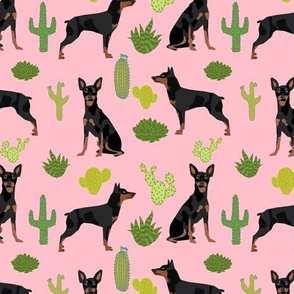Miniature Doberman Pinscher cactus southwest desert fabric dog breed pink