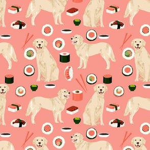 Golden Retriever sushi kawaii japanese dog fabric peach