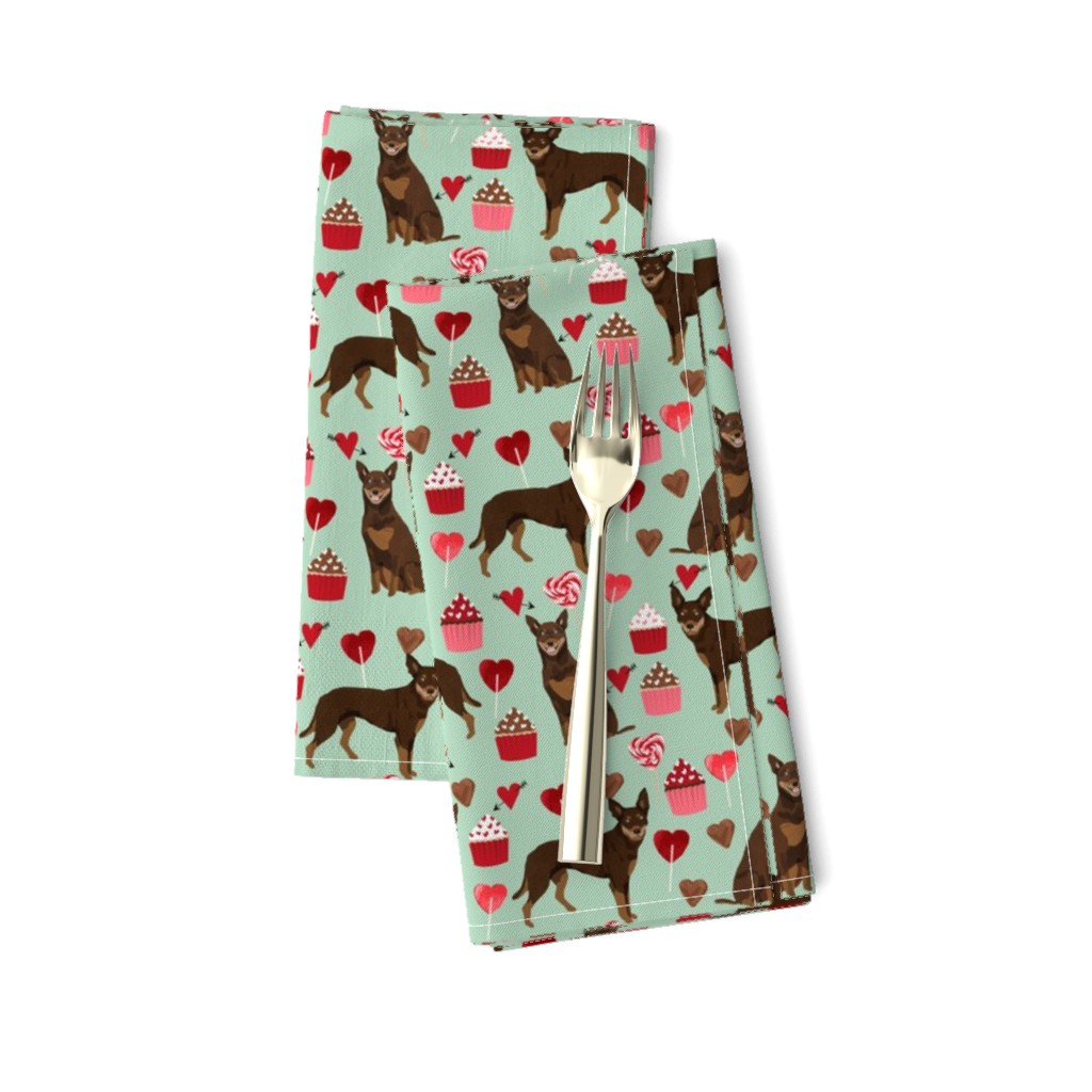 australian kelpie dog fabric red and tan kelpie design - valentines - mint