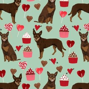 australian kelpie dog fabric red and tan kelpie design - valentines - mint