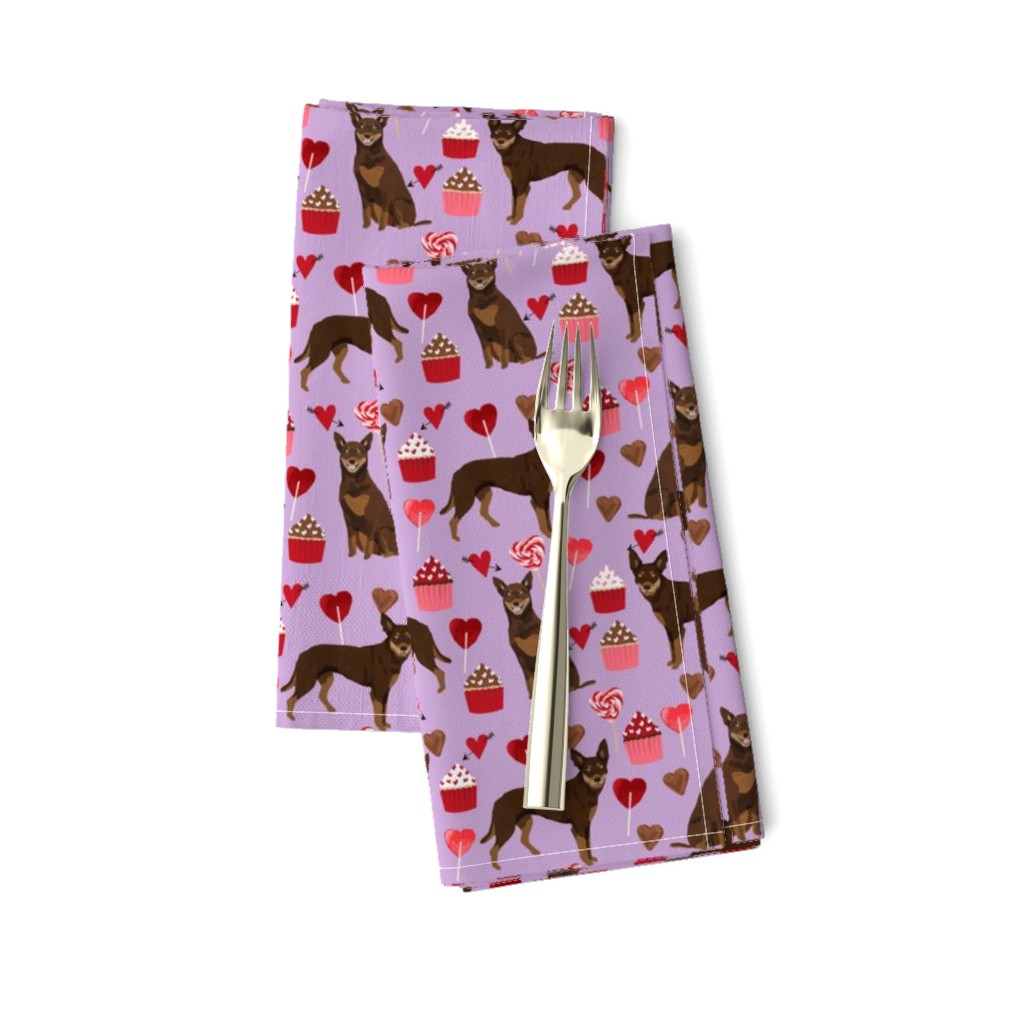 australian kelpie dog fabric red and tan kelpie design - valentines - purple