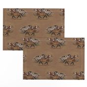 Wild Horse Herd in Crayon on Brown Paper