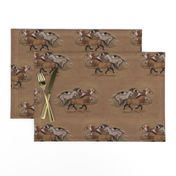 Wild Horse Herd in Crayon on Brown Paper