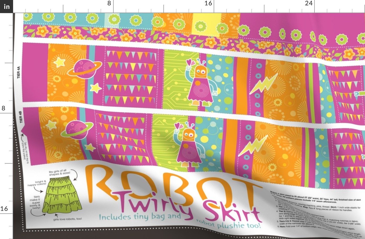 Robot Twirly Skirt (with plushie & mini bag)