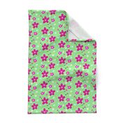 Spring Flower Dance Spring green & bold pink 