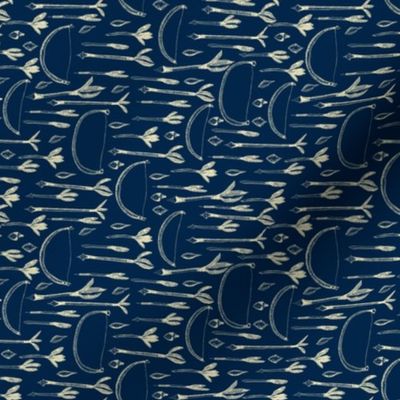 A Boy's Own Arrow Collection on Indigo Blue with Warm Cream (5a) - Extra Small Scale