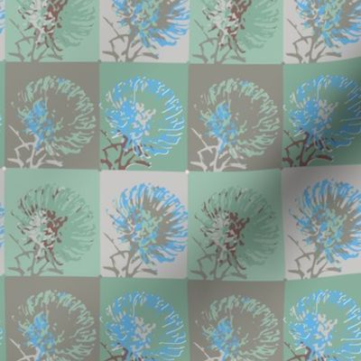 16-2AR Geometric flower || Tropical Plant Protea  Floral ocean water Aqua green gray grey sky  blue brown _ Miss Chiff Designs  