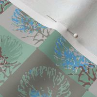 16-2AR Geometric flower || Tropical Plant Protea  Floral ocean water Aqua green gray grey sky  blue brown _ Miss Chiff Designs  