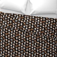 pumpkin spice latte fabric coffee and donuts fall autumn traditions black