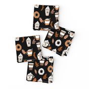 pumpkin spice latte fabric coffee and donuts fall autumn traditions black
